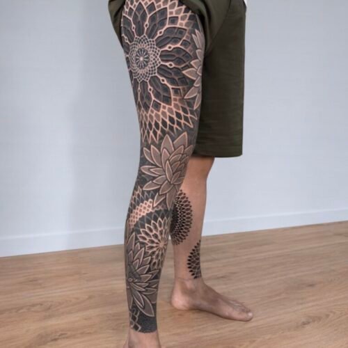 Diseño sin título Tatuaje mandalas pierna Madrid